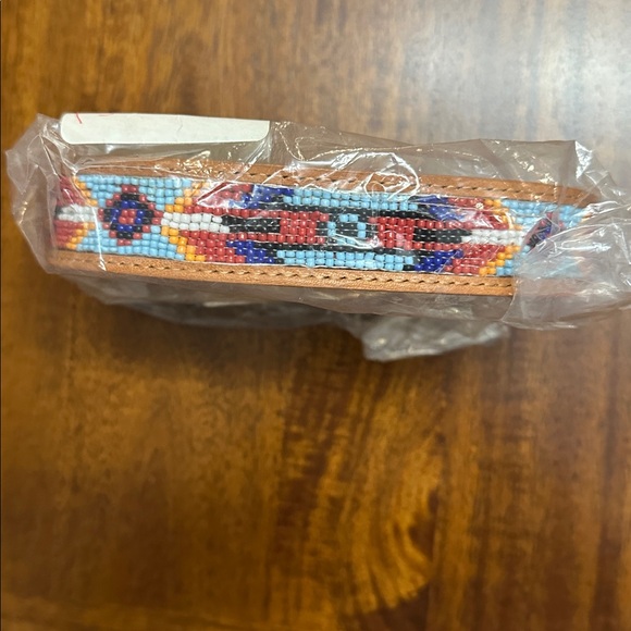 Tan Leather Belt with beaded design - Picture 3 of 3